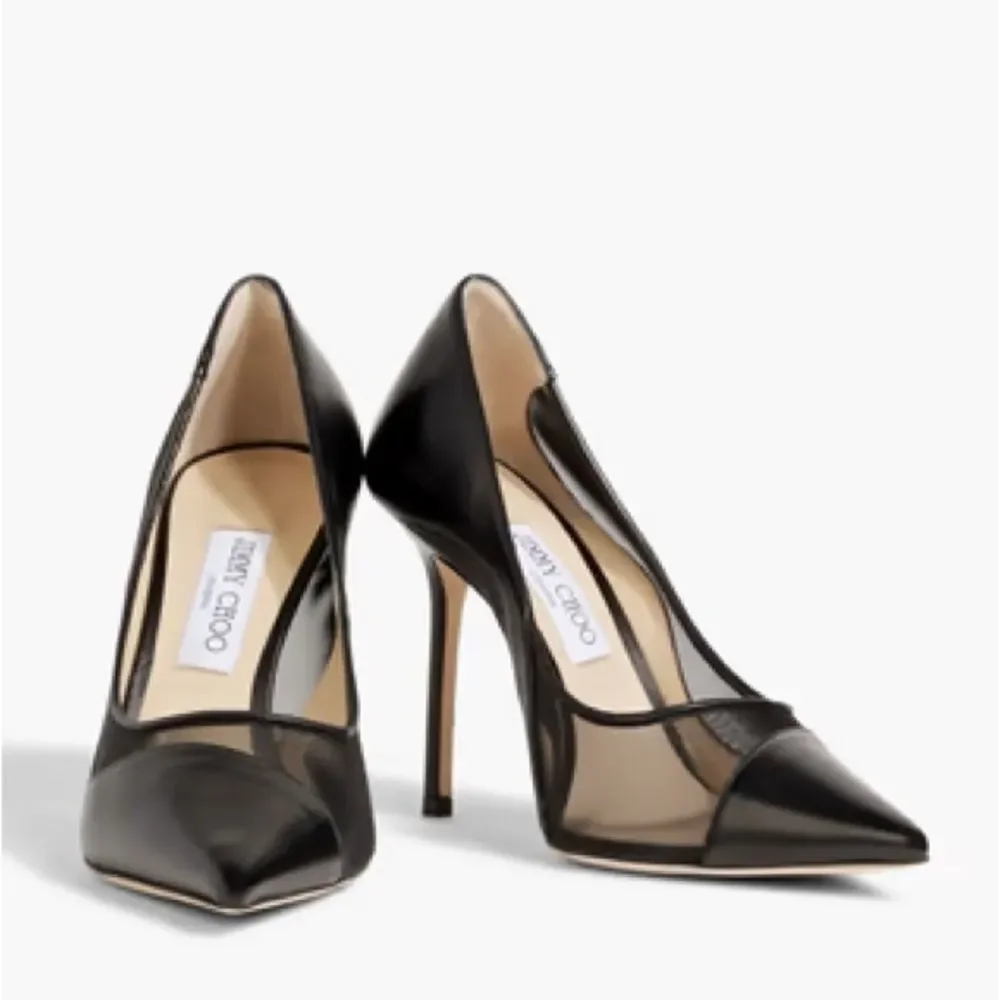 Jimmy Choo Love 85 Leather Mesh Pointed-Toe Pumps, New, Size 43 - Picture 4 of 16